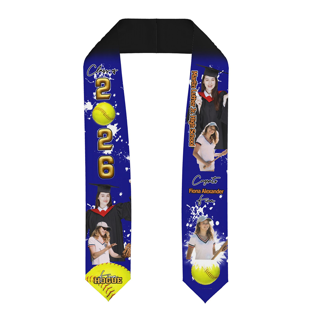 Personalized Photo Collage Multicolour Sport Graduation Stoles with Text Class Of 2026 Graduation Gift for Graduates