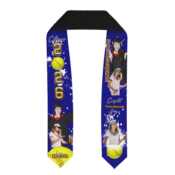 Personalised Photo Collage Multicolor Sport Graduation Stoles with Text Class Of 2026 Graduation Gift for Graduates