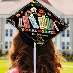 Personalised Social Worker Graduation Cap Topper Decoration with Name and Year BSW MSW Graduation Gift for Women Graduates