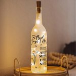 Personalisierte stilvolle Gott sagt, ich bin Geburt Blume Schmetterling Liebe Zitat Glas LED-Flasche Lampe mit Namen Muttertag Geschenk für Mama Oma