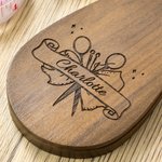 Personalised Engraved Vintage Sewing Design Teardrop Magnetic Wooden Scissor Case Set with Name Mother's Day Birthday Gift for Sewing Lovers