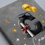 Personalized Graduation Cap Initial A5 A6 Leather Cover Notebook with Name and Year Recording Accessories Birthday Graduation Gift for Graduates
