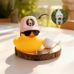 Casquette photo personnalisée Canard de golf avec base en bois Décoration de bureau Cadeau d'anniversaire pour les amateurs de golf