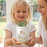 Henkilökohtainen akvarelli Photo Style Flower Keraaminen kasvi Potin nimi ja Bambu Base Äitienpäivä Syntymäpäivälahja äidille isoäitiille