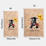 Personalized Graduation Cap Initial A5 A6 Leather Cover Notebook with Name and Year Recording Accessories Birthday Graduation Gift for Graduates