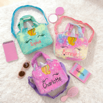 Personalized Glitter Fantasy Unicorn 6-Piece Wallet Set with Name Back to School Children's Day Birthday Gift for Girls