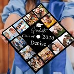 Personalised 12 Photos Collage Graduation Cap Topper with Name and Year Graduation Party Ceremony Gift for Class of 2026 Graduates Classmates