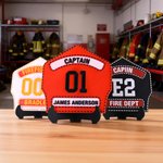 Personalized Multicolor 3D-Printed Firefighter Badge Ornament with Name and Department Desk Decor Birthday Gift for Firefighters