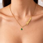 Personlig Teardrop Birthstone Name Necklace Dainty Smykker Bursdag Morsdag Bryllupsgave til mor Brud