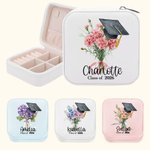 Personalized Bachelor Cap Birth Flower Bouquet Jewellery Box with Name and Year Class of 2026 Graduation Gift for Graduate
