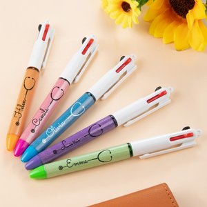 Stylo à bille 3-en-1 pailletés personnalisés avec nom et motif de stethoscope - Cadeau anniversaire pour les infirmières médecins étudiants