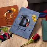 Personalized Graduation Cap Initial A5 A6 Leather Cover Notebook with Name and Year Recording Accessories Birthday Graduation Gift for Graduates