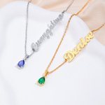 Personlig Teardrop Birthstone Name Necklace Dainty Smykker Bursdag Morsdag Bryllupsgave til mor Brud
