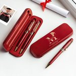 Personalized Engraved Graduation Cap Initial Wooden Ballpoint Pen and Case Set with Name School Name and Year Graduation Gift for Graduates