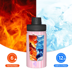 Personalised Cartoon Fitness Girl Vertical Stripe 12 oz/18 oz Insulated Water Bottle with Name Birthday Gift for Women Fitness Lovers
