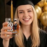 Personalised Cartoon Graduation Character 10 oz Whiskey Glass with Name Graduation Gift for Graduates Whiskey Enthusiasts