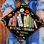 Personalised Social Worker Graduation Cap Topper Decoration with Name and Year BSW MSW Graduation Gift for Women Graduates