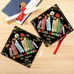 Personalised Social Worker Graduation Cap Topper Decoration with Name and Year BSW MSW Graduation Gift for Women Graduates