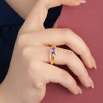 Personalized Square Birthstone Zircon Ring with Engraved Name and Year Graduation Gift for Graduates