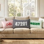 Personalised Embroidered Text Multicolor Plaid Soft Pillow Cover Home Decor Daily Use Baby Shower Housewarming Gift for Kids Family