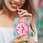 Personalizzato Estate Fiori Tropicali Monogramma 12 oz Vino Tumbler Compleanno Anniversario Regalo per gli amici della famiglia