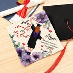 Personalizzato She Believed She Could So She Did Fiore di nascita Cartoon Graduation Cap Topper Decorazione con nome e anno Regalo di laurea per le donne