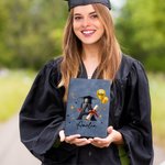 Personalized Graduation Cap Initial A5 A6 Leather Cover Notebook with Name and Year Recording Accessories Birthday Graduation Gift for Graduates