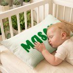 Personalised Embroidered Text Multicolor Plaid Soft Pillow Cover Home Decor Daily Use Baby Shower Housewarming Gift for Kids Family