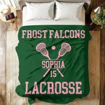 Personalized Lacrosse Multicolor Soft Throw Blanket with Name and Number Game Day Team Gift for Lacrosse Players Coaches