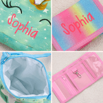 Personalized Glitter Fantasy Unicorn 6-Piece Wallet Set with Name Back to School Children's Day Birthday Gift for Girls