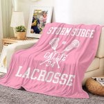Personalized Lacrosse Multicolor Soft Throw Blanket with Name and Number Game Day Team Gift for Lacrosse Players Coaches