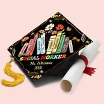 Personalised Social Worker Graduation Cap Topper Decoration with Name and Year BSW MSW Graduation Gift for Women Graduates