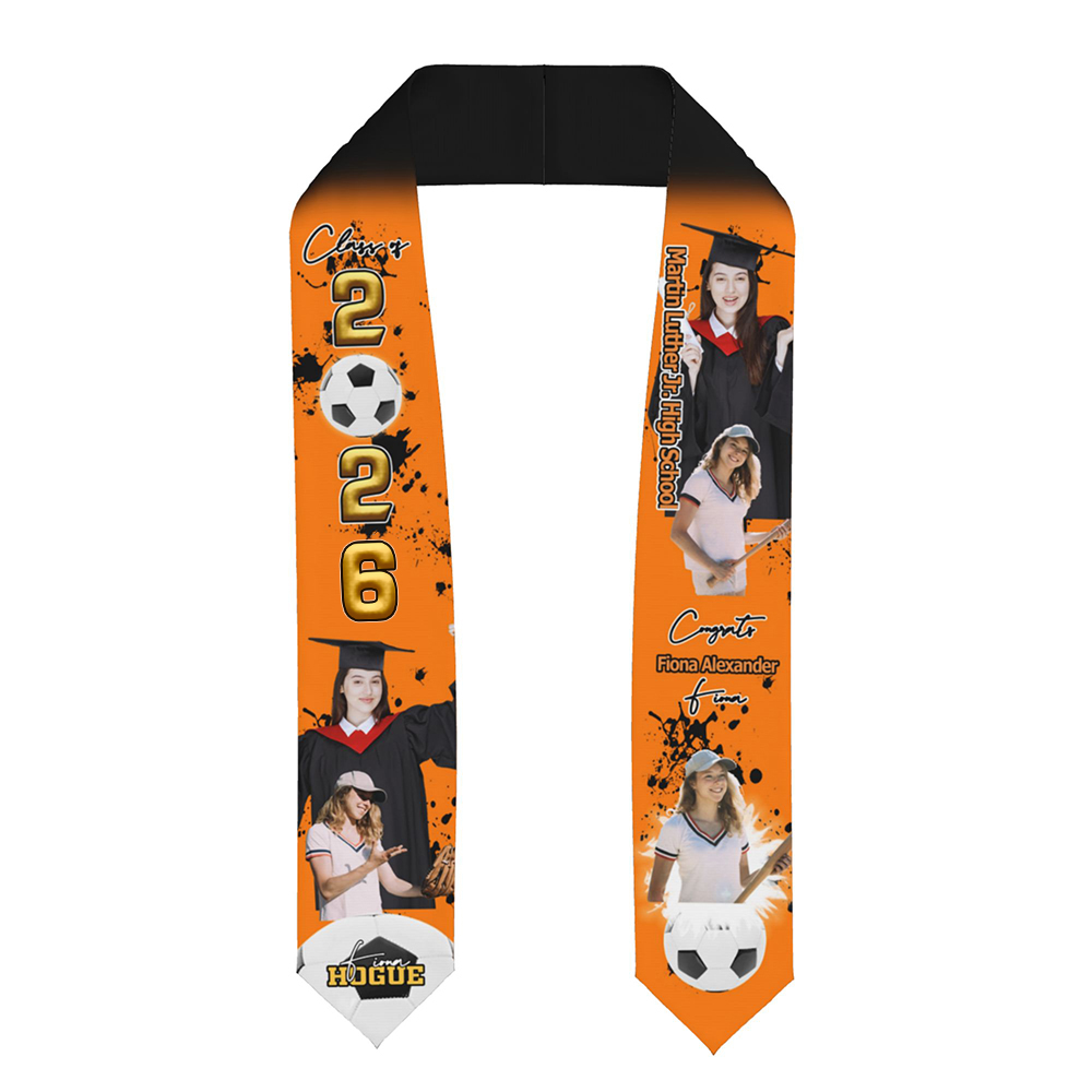 Personalized Photo Collage Multicolour Sport Graduation Stoles with Text Class Of 2026 Graduation Gift for Graduates