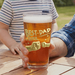 Verre à bière personnalisé Best Dad Ever Fist 16 oz avec noms Cadeau d'anniversaire de fête des pères pour homme amateur de bière