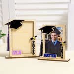 Personalized Tassel Bachelor Hat Wooden Photo Frame with Name and Base Desk Decorarion Graduation Gift for Graduates