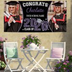 Bannière Multicolore Classe de 2026 Personnalisée avec Photo Nom et École Cadeau Graduation pour Diplômés