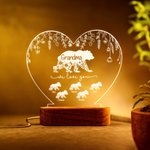 Personalisierte niedliche Mama Bär LED-Nachtlicht mit 1-12 Kind Bär Namen und hölzerne Basis Home Decor Muttertag Geburtstag Geschenk für Mama Oma