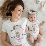 Henkilökohtainen Cartoon Animal 100% puuvillaa T-paita Baby Bodysuit nimi ensimmäinen äitienpäivä lahja uuden vauvan äidille