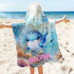 Gepersonaliseerd Strandlaken met Naam Onderwaterwereld met Zeedieren Super Absorberend voor Zomervakantie en Verjaardagscadeau voor Jongens en Meisjes