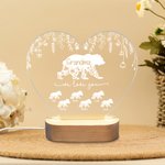 Personalisierte niedliche Mama Bär LED-Nachtlicht mit 1-12 Kind Bär Namen und hölzerne Basis Home Decor Muttertag Geburtstag Geschenk für Mama Oma