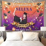 Tapisserie de Fond Personnalisée avec Nom et l'École Classe 2026 Cadeau Grauation Fin d'Études pour Camarades
