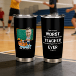Personalized Multicolor Cartoon Teacher Character Photo 20 oz Tumbler with Name Teacher's Day Thanksgiving Day Birthday Gift for Male Teacher