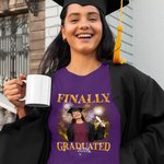 Personalized Multicolor Fireworks Finally Graduated 1-5 Photos T-shirt Sweatshirt Hoodie with Year Graduation Gift for Graduate