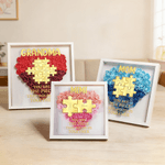 Personalised 2-8 Puzzle Names Love Paper Flower Shadow Box Frame with Title Home Decor Mother's Day Gift for Women