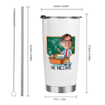 Personalized Multicolor Cartoon Teacher Character Photo 20 oz Tumbler with Name Teacher's Day Thanksgiving Day Birthday Gift for Male Teacher