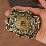 Personalised Western Retro Heavy Metal Style Belt Buckle with Text  Anniversary Father's Day Birthday Wedding Gift for Bridegroom Dad Man