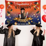 Tapisserie de Fond Personnalisée avec Nom et l'École Classe 2026 Cadeau Grauation Fin d'Études pour Camarades