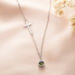 Personalised Birthstone Cross Dainty Necklace Exquisite Jewellery Birthday Anniversary Baptism Gift for Women