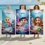 Personalisiertes Strandtuch mit eigener 3D-Taucherfigur | mit Namen | sandabweisend | schnelltrocknend | Sommer Urlaub Geschenk für Familie Freunde