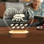 Personalisierte niedliche Mama Bär LED-Nachtlicht mit 1-12 Kind Bär Namen und hölzerne Basis Home Decor Muttertag Geburtstag Geschenk für Mama Oma